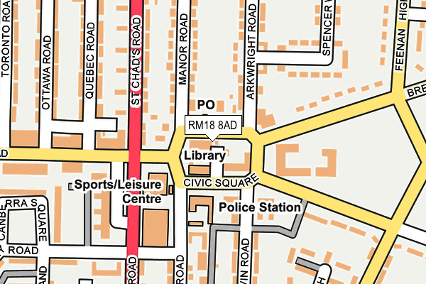 RM18 8AD map - OS OpenMap – Local (Ordnance Survey) RM18 8AD map - OS OpenMap – Local (Ordnance Survey)