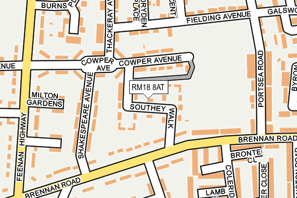 RM18 8AT map - OS OpenMap – Local (Ordnance Survey) RM18 8AT map - OS OpenMap – Local (Ordnance Survey)