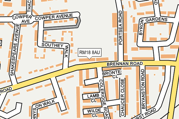 RM18 8AU map - OS OpenMap – Local (Ordnance Survey) RM18 8AU map - OS OpenMap – Local (Ordnance Survey)