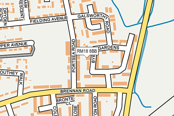 RM18 8BB map - OS OpenMap – Local (Ordnance Survey)