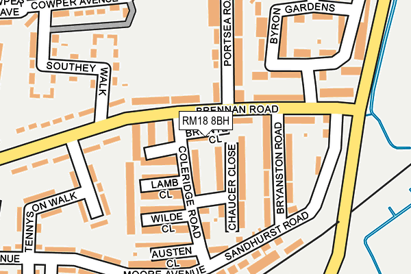 RM18 8BH map - OS OpenMap – Local (Ordnance Survey) RM18 8BH map - OS OpenMap – Local (Ordnance Survey)