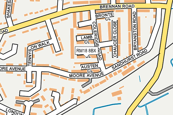 RM18 8BX map - OS OpenMap – Local (Ordnance Survey) RM18 8BX map - OS OpenMap – Local (Ordnance Survey)