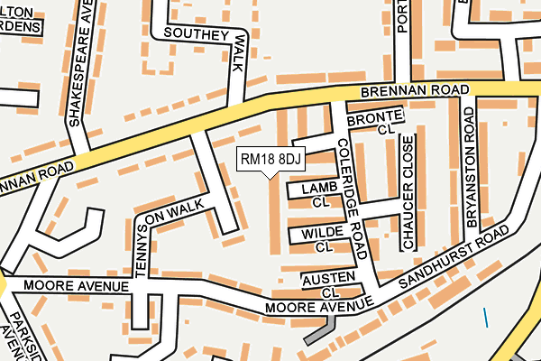 RM18 8DJ map - OS OpenMap – Local (Ordnance Survey) RM18 8DJ map - OS OpenMap – Local (Ordnance Survey)