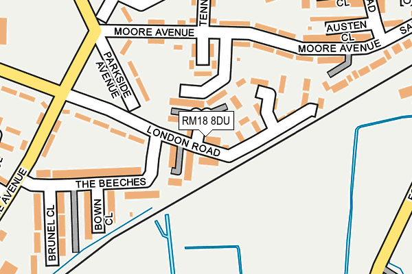 RM18 8DU map - OS OpenMap – Local (Ordnance Survey) RM18 8DU map - OS OpenMap – Local (Ordnance Survey)