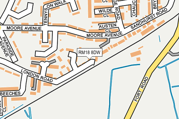 RM18 8DW map - OS OpenMap – Local (Ordnance Survey) RM18 8DW map - OS OpenMap – Local (Ordnance Survey)