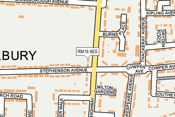 RM18 8ES map - OS OpenMap – Local (Ordnance Survey) RM18 8ES map - OS OpenMap – Local (Ordnance Survey)