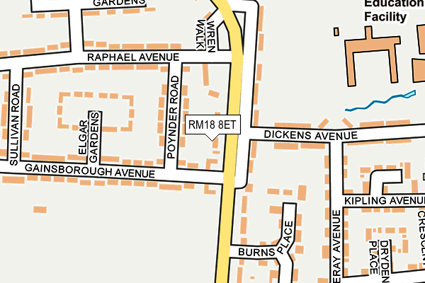 RM18 8ET map - OS OpenMap – Local (Ordnance Survey)