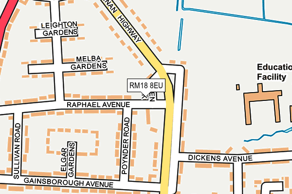 RM18 8EU map - OS OpenMap – Local (Ordnance Survey) RM18 8EU map - OS OpenMap – Local (Ordnance Survey)