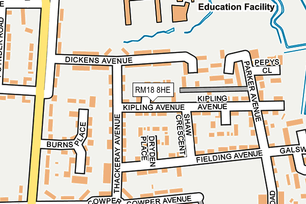 RM18 8HE map - OS OpenMap – Local (Ordnance Survey) RM18 8HE map - OS OpenMap – Local (Ordnance Survey)