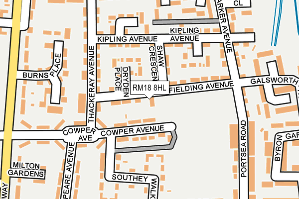 RM18 8HL map - OS OpenMap – Local (Ordnance Survey) RM18 8HL map - OS OpenMap – Local (Ordnance Survey)