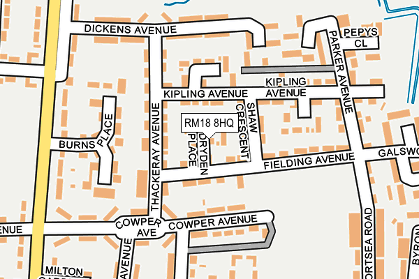 RM18 8HQ map - OS OpenMap – Local (Ordnance Survey) RM18 8HQ map - OS OpenMap – Local (Ordnance Survey)