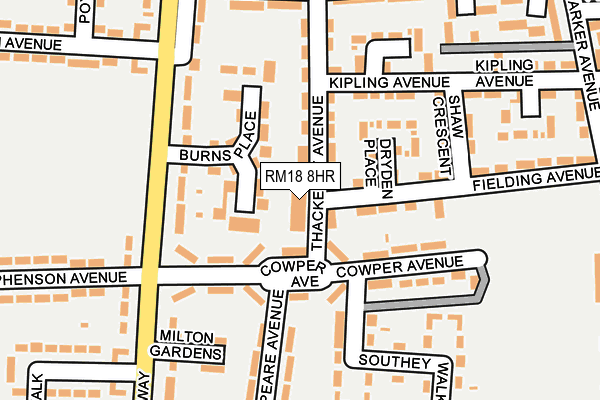 RM18 8HR map - OS OpenMap – Local (Ordnance Survey) RM18 8HR map - OS OpenMap – Local (Ordnance Survey)