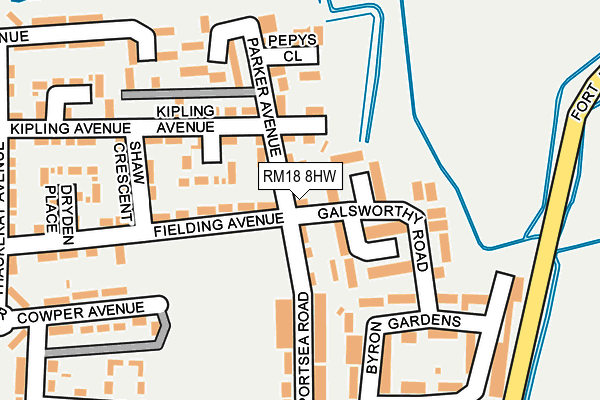 RM18 8HW map - OS OpenMap – Local (Ordnance Survey) RM18 8HW map - OS OpenMap – Local (Ordnance Survey)