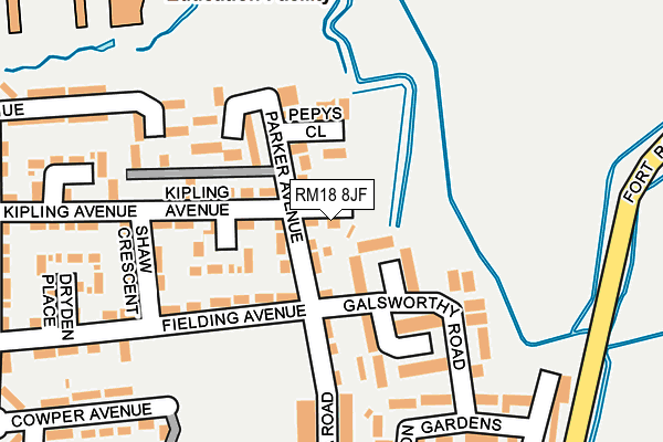RM18 8JF map - OS OpenMap – Local (Ordnance Survey) RM18 8JF map - OS OpenMap – Local (Ordnance Survey)