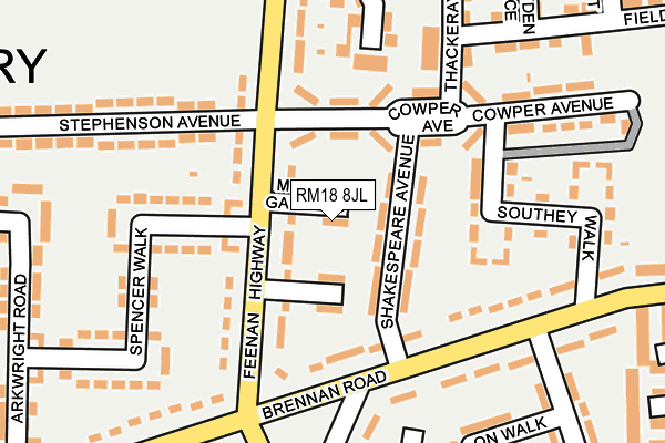 RM18 8JL map - OS OpenMap – Local (Ordnance Survey) RM18 8JL map - OS OpenMap – Local (Ordnance Survey)