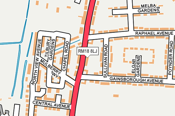 RM18 8LJ map - OS OpenMap – Local (Ordnance Survey) RM18 8LJ map - OS OpenMap – Local (Ordnance Survey)