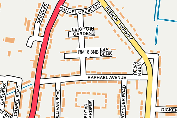 RM18 8NB map - OS OpenMap – Local (Ordnance Survey) RM18 8NB map - OS OpenMap – Local (Ordnance Survey)