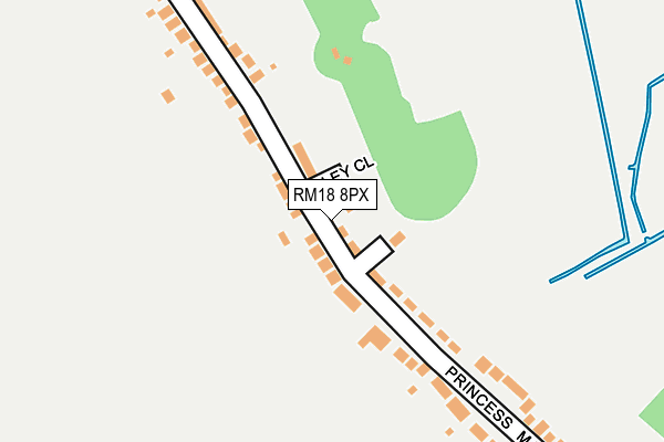 RM18 8PX map - OS OpenMap – Local (Ordnance Survey) RM18 8PX map - OS OpenMap – Local (Ordnance Survey)