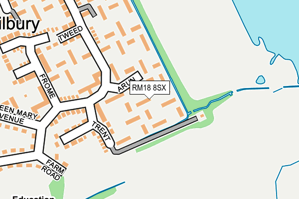 RM18 8SX map - OS OpenMap – Local (Ordnance Survey)