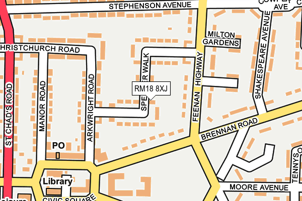 RM18 8XJ map - OS OpenMap – Local (Ordnance Survey) RM18 8XJ map - OS OpenMap – Local (Ordnance Survey)