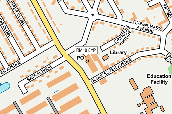 RM18 8YP map - OS OpenMap – Local (Ordnance Survey) RM18 8YP map - OS OpenMap – Local (Ordnance Survey)