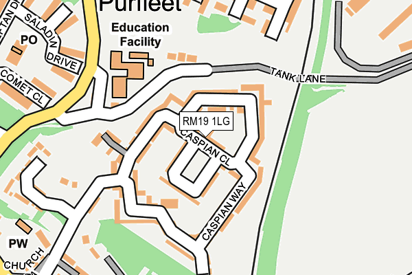 RM19 1LG map - OS OpenMap – Local (Ordnance Survey)