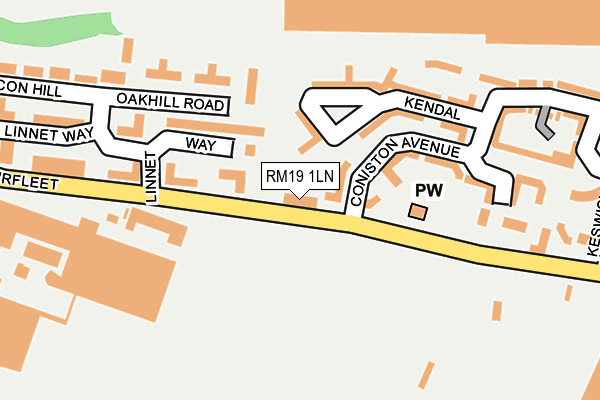 RM19 1LN map - OS OpenMap – Local (Ordnance Survey) RM19 1LN map - OS OpenMap – Local (Ordnance Survey)