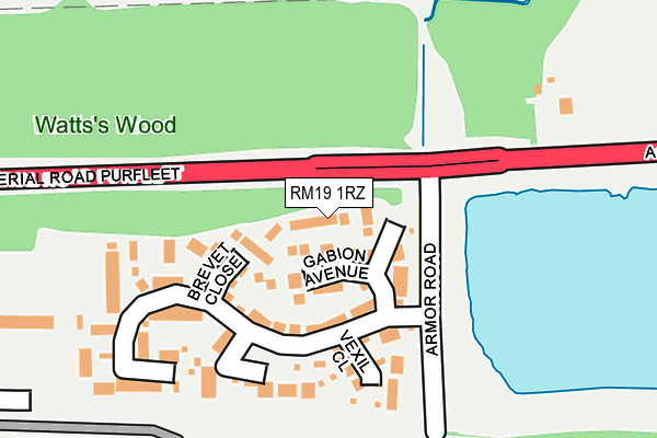 RM19 1RZ map - OS OpenMap – Local (Ordnance Survey) RM19 1RZ map - OS OpenMap – Local (Ordnance Survey)