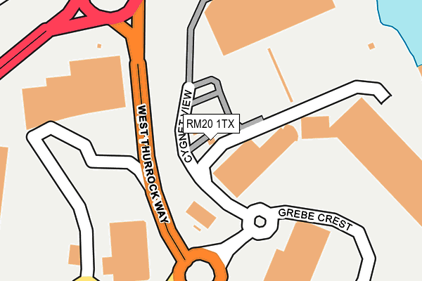 RM20 1TX map - OS OpenMap – Local (Ordnance Survey) RM20 1TX map - OS OpenMap – Local (Ordnance Survey)