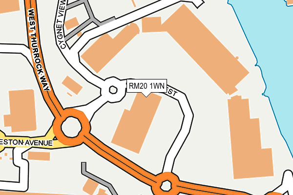 RM20 1WN map - OS OpenMap – Local (Ordnance Survey) RM20 1WN map - OS OpenMap – Local (Ordnance Survey)