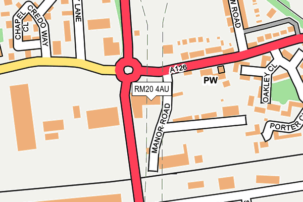RM20 4AU map - OS OpenMap – Local (Ordnance Survey) RM20 4AU map - OS OpenMap – Local (Ordnance Survey)