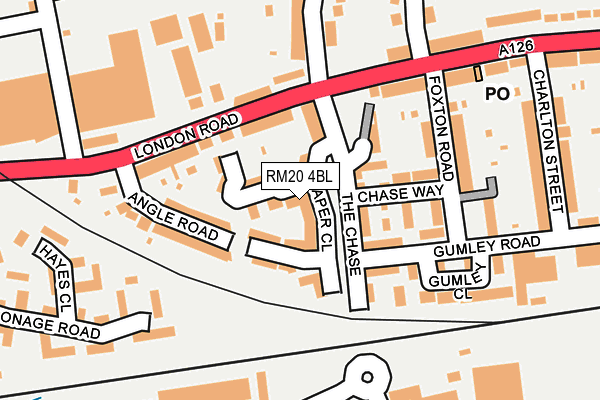 RM20 4BL map - OS OpenMap – Local (Ordnance Survey) RM20 4BL map - OS OpenMap – Local (Ordnance Survey)