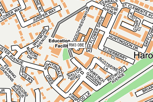 RM3 0BE map - OS OpenMap – Local (Ordnance Survey) RM3 0BE map - OS OpenMap – Local (Ordnance Survey)