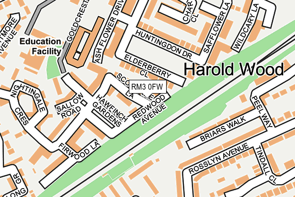 RM3 0FW map - OS OpenMap – Local (Ordnance Survey)