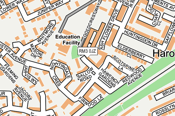 RM3 0JZ map - OS OpenMap – Local (Ordnance Survey) RM3 0JZ map - OS OpenMap – Local (Ordnance Survey)