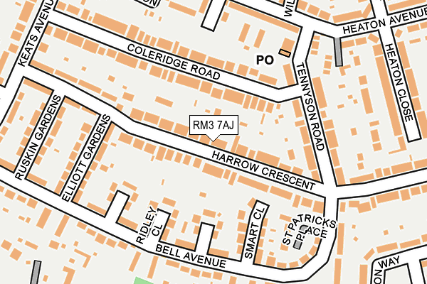 RM3 7AJ map - OS OpenMap – Local (Ordnance Survey) RM3 7AJ map - OS OpenMap – Local (Ordnance Survey)