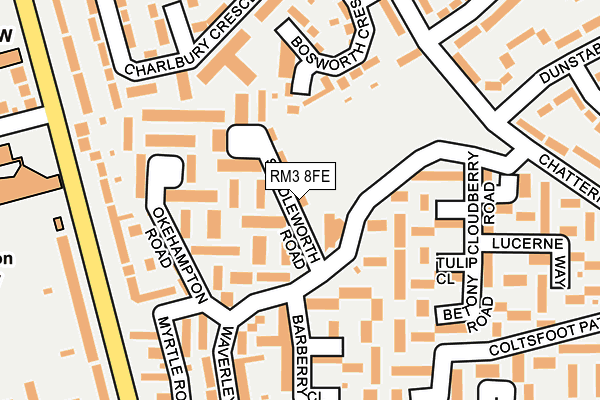 RM3 8FE map - OS OpenMap – Local (Ordnance Survey) RM3 8FE map - OS OpenMap – Local (Ordnance Survey)