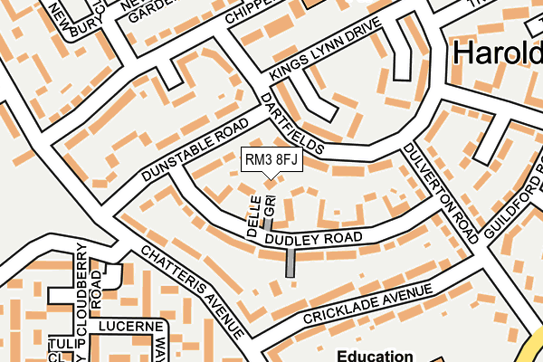 RM3 8FJ map - OS OpenMap – Local (Ordnance Survey) RM3 8FJ map - OS OpenMap – Local (Ordnance Survey)
