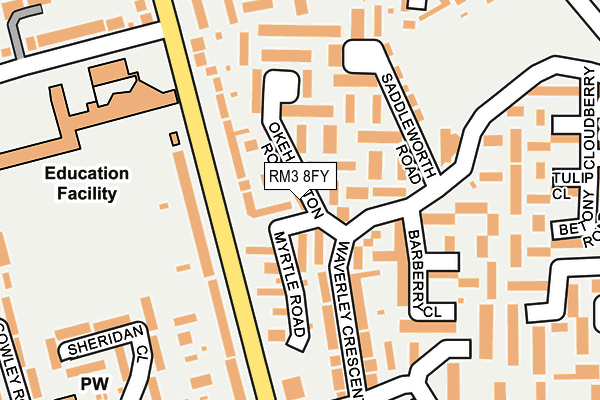 RM3 8FY map - OS OpenMap – Local (Ordnance Survey) RM3 8FY map - OS OpenMap – Local (Ordnance Survey)