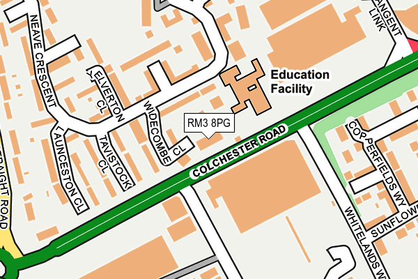 RM3 8PG map - OS OpenMap – Local (Ordnance Survey)