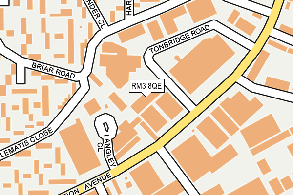 RM3 8QE map - OS OpenMap – Local (Ordnance Survey) RM3 8QE map - OS OpenMap – Local (Ordnance Survey)