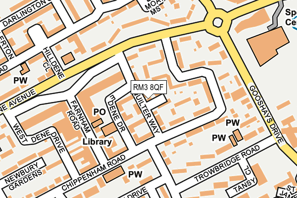 RM3 8QF map - OS OpenMap – Local (Ordnance Survey) RM3 8QF map - OS OpenMap – Local (Ordnance Survey)