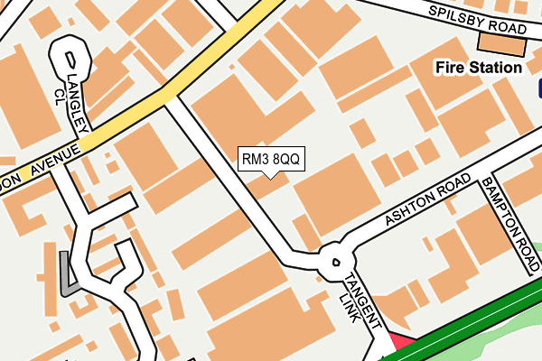 RM3 8QQ map - OS OpenMap – Local (Ordnance Survey) RM3 8QQ map - OS OpenMap – Local (Ordnance Survey)