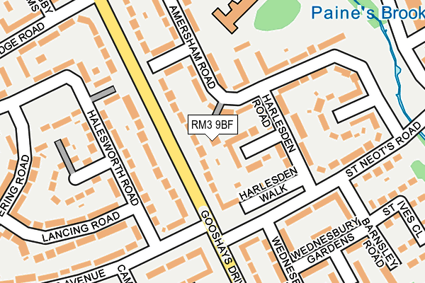 RM3 9BF map - OS OpenMap – Local (Ordnance Survey) RM3 9BF map - OS OpenMap – Local (Ordnance Survey)