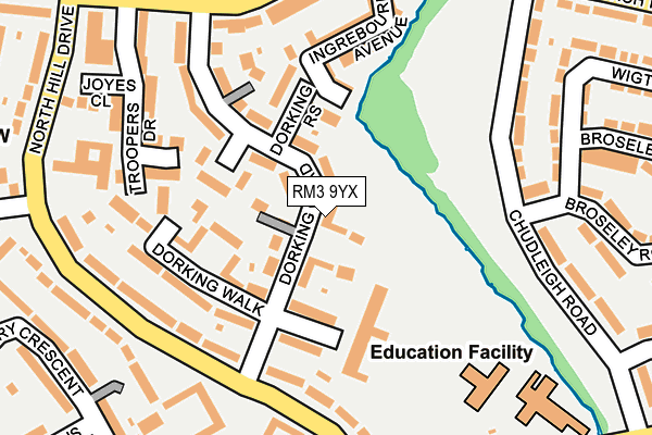 RM3 9YX map - OS OpenMap – Local (Ordnance Survey) RM3 9YX map - OS OpenMap – Local (Ordnance Survey)