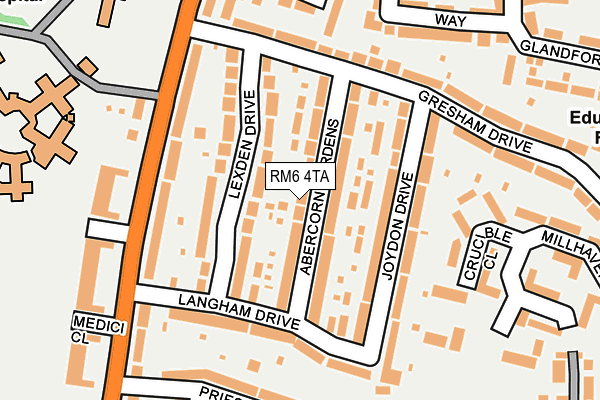 RM6 4TA map - OS OpenMap – Local (Ordnance Survey) RM6 4TA map - OS OpenMap – Local (Ordnance Survey)