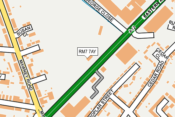 RM7 7AY map - OS OpenMap – Local (Ordnance Survey) RM7 7AY map - OS OpenMap – Local (Ordnance Survey)