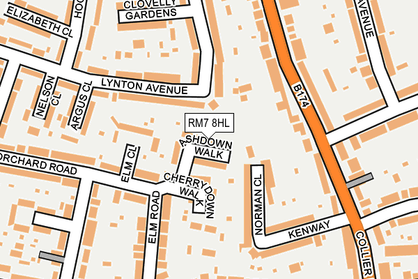 RM7 8HL map - OS OpenMap – Local (Ordnance Survey) RM7 8HL map - OS OpenMap – Local (Ordnance Survey)