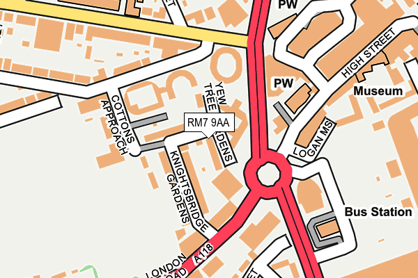 RM7 9AA map - OS OpenMap – Local (Ordnance Survey) RM7 9AA map - OS OpenMap – Local (Ordnance Survey)