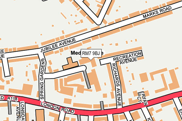 RM7 9BJ map - OS OpenMap – Local (Ordnance Survey) RM7 9BJ map - OS OpenMap – Local (Ordnance Survey)